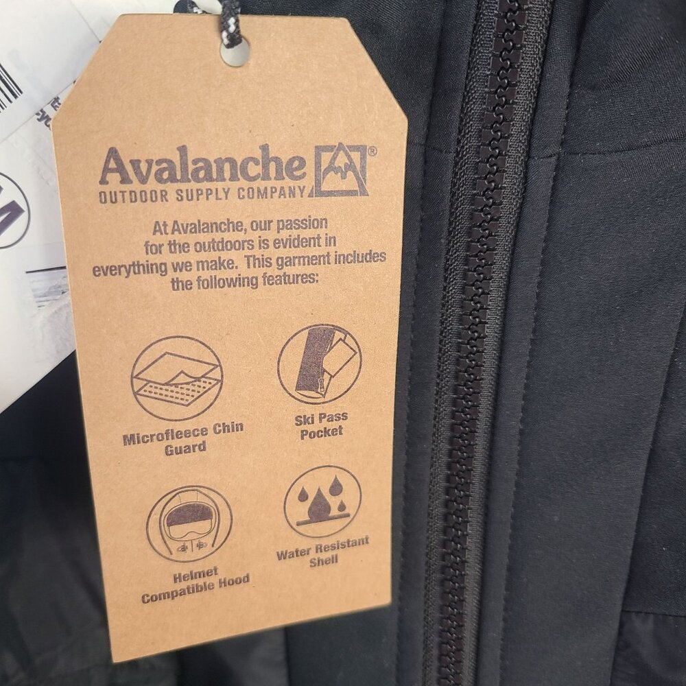 Avalanche Womens Water-Resistant Black Jacket With Hood & Ski Pass Pocket Sz M - Picture 4 of 11